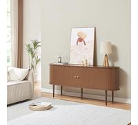 [en.casa] Buffet avec 2 Portes Coulissantes 2 Étagères Réglables en Hauteur Armoire Commode Meuble de Rangement Design Panneau de Particules 166 x 40 x 70 cm Effet Noyer