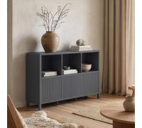 [en.casa] Buffet Lukkodso 77 x 110 x 30 cm Gris | commode avec 3 portes à montage flexible, système Push-to-Open, 6 compartiments de rangement, design intemporel