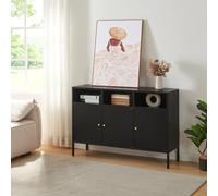 [en.casa] Buffet Métallique Armoire Basse Style Industriel Meuble de Rangement avec 3 Portes Commode Meuble TV pour Salon Chambre Bureau Acier 119 x 35 x 80 cm Noir