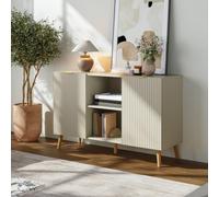 [en.casa] Buffet Nand Armoire avec 2 Portes 120 x 40 x 76 cm Couleur Sable | meuble de rangement, avec façades rainurées, stable, moderne, salon, séjour, chambre