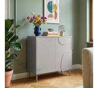 [en.casa] Buffet pour Salon Meuble de Rangement avec 2 Portes au Système Push-to-Open Étagère Intégrée Commode Élégant et Moderne Stable Entrée Chambre Bureau MDF Métal 75 x 70 x 34 cm Gris