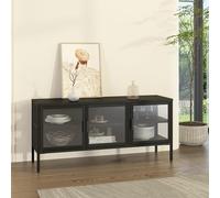 Buffet vitrine Borshavisa acier verre trempé 55 x 118 x 35 cm noir