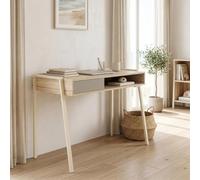[en.casa] Bureau Boderas 107 x 55 x 78 cm Beige Effet Travertin