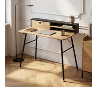 Bureau Var 93 x 90 x 50 cm noir / effet chêne