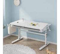 Bureau enfant 'Kuosa' réglable en hauteur avec tiroir et sac Acier 120 x 60 cm Gris / Blanc