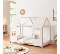 Lit d'enfant 'Tostedt' design semi-ouvert 90x200cm rose/blanc