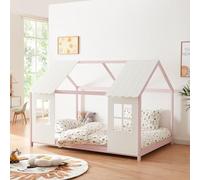 Lit d'enfant 'Tostedt' design semi-ouvert 120x200cm rose/blanc