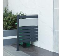 [en.casa] Cache-Poubelle Élégante pour Extérieur Abri Clôture pour Dissimuler Poubelles Résistante aux Intempéries Acier Galvanisé 120 x 83 x 11 cm Anthracite Argent