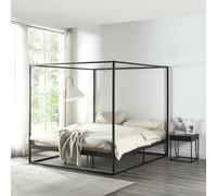 [en.casa] Cadre de Lit à Baldaquin avec Sommier à Lattes Lit Double Adulte Cadre à Lattes sur Pied Design Élégant Stable Capacité de Charge 200 kg Chambre à Coucher Métal 180 x 200 cm Noir