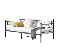 [en.casa] Cadre de Lit Robuste Métallique Kerava avec Lattes en Métal Construction Solide Capacité de Charge Jusqu'à 200 kg Acier Laqué 90 x 200 cm Gris Foncé Mat