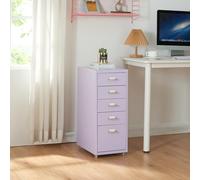 Caisson de bureau Kökar à roulettes avec 5 tiroirs 69 x 28 x 41 cm violet