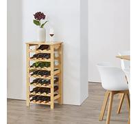 [en.casa] Casier à Bouteilles Stylé 7 Rangées Emplacements pour 28 Bouteilles de Vin Bambou 94 x 47 x 29 cm Naturel