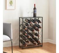 [en.casa] Casier à Vin pour 25 Bouteilles Range-Bouteille Étagère à Vin Porte Bouteilles avec Surface de Rangement pour Verres Accessoires Acier 72 x 53 x 20 cm Noir Mat