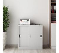 [en.casa] Casier de Bureau Métallique Armoire à Portes Coulissantes Meuble de Rangement pour Atelier ou Garage Classeur Verouillable Acier Laqué 90 x 40 x 90 cm Gris Clair