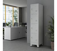 [en.casa] Casier Métallique avec 4 Portes Vérouillables Armoire de Rangement avec Clés et Porte-Étiquette Barre de Penderie Étagère Fentes d'Aération pour Bureau École Acier 180 x 38 x 45 cm Gris