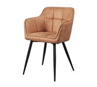 [en.casa] Chaise de Salle à Manger Birmingham 82 x 60 x 59 cm Marron | confortable, rembourrée en simili-daim, avec accoudoirs, style scandinave