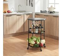 [en.casa] Chariot de Service Desserte à roulettes Design avec 3 Étagères Rondes pour Boissons Légumes Snacks Casseroles pour Cuisine Salle de Bain Bureau Métal 75 x 45 cm Noir