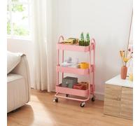 Chariot de service Pyhäntä à 3 paniers acier 79 x 46 x 35 cm rose