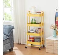 [en.casa] Chariot de Service Polyvalent Desserte Cuisine Salon Salle de Bains 4 Paniers Étagère de 4 Surfaces Meuble de Rangement Acier 104 x 46 x 35 cm Jaune