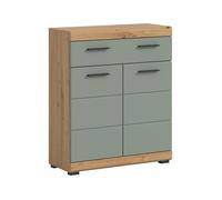 [en.casa] Colonne de salle de bain Scout vert sauge et chêne artisan 74 x 31 x 88 cm