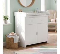 Table à langer 'Starler' avec matelas de change amovible, tiroir et armoire, dimensions : 104 x 96 x 77 cm, couleur : blanc