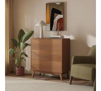 [en.casa] Commode Aastmabospoo pour Salon 90 x 80 x 40 cm Meuble de Rangement avec 3 Tiroirs au Système Push-to-Open Armoire Élégante Stable Entrée Chambre Bureau MDF Effet Noyer