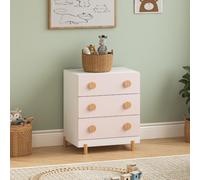 [en.casa] Commode Enfant Vaarentaa 3 Tiroirs 55 x 41 x 66 cm Blanc Rose | avec 3 Tiroirs, Boutons Ronds, Pieds Surélevés, Design Scandinave, Hauteur Adaptée aux Enfants