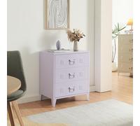 [en.casa] Commode Métallique avec 3 Tiroirs Casier de Bureau Caisson avec Compartiments Fermés Meuble de Rangement Industriel Acier 72 x 60 x 40 cm Violet