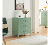 [en.casa] Commode Métallique avec 3 Tiroirs Casier de Bureau Caisson avec Compartiments Fermés Meuble de Rangement Industriel Acier 72 x 60 x 40 cm Vert Mat