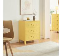 [en.casa] Commode Métallique avec 3 Tiroirs Casier de Bureau Caisson avec Compartiments Fermés Meuble de Rangement Industriel Acier 72 x 60 x 40 cm Jaune