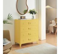 [en.casa] Commode Métallique avec 4 Tiroirs Casier de Bureau Caisson avec Compartiments Fermés Meuble de Rangement Industriel Acier 92 x 80 x 40 cm Jaune