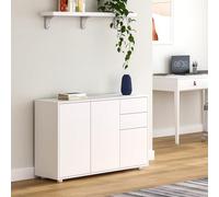 [en.casa] Commode Paarl pour Salon 74 x 117 x 36 cm Meuble de Rangement avec 2 Tiroirs et 3 Portes au Système Push-to-Open Armoire Élégante Stable Entrée Chambre Bureau Blanc Mat