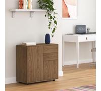 [en.casa] Commode Paarl pour Salon 74 x 79 x 36 cm Meuble de Rangement avec 2 Tiroirs et 2 Portes au Système Push-to-Open Armoire Élégante Stable Entrée Chambre Bureau Effet Noyer