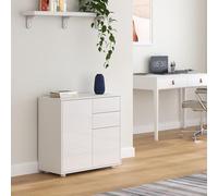 [en.casa] Commode Paarl pour Salon 74 x 79 x 36 cm Meuble de Rangement avec 2 Tiroirs et 2 Portes au Système Push-to-Open Armoire Élégante Stable Entrée Chambre Bureau Blanc Brillant