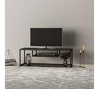 [en.casa] Console Meuble TV de Salon Support Banc Télé Industriel avec Rangement 120 x 40 x 40 cm Métal Noir Mat