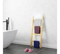[en.casa] Échelle Porte-Serviettes avec 4 Échelons Étagère pour Serviettes avec 4 Barres pour Salle de Bain Valet de Chambre Bois de Pin 120 x 47 x 2 cm Naturel
