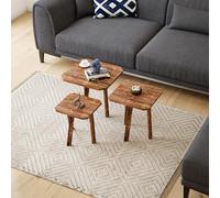 [en.casa] Ensemble de 3 Tables Basses Gigognes Lot de 3 Tables d'Appoint de Hauteurs Différentes Plateau Carré Bois de Pin 40-50 x 30 x 30 cm Bois Foncé
