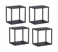 [en.casa] Ensemble de 4 Étagères Murales Cubes Modulables Extensibles Meuble de Rangement Suspendu pour Salon Chabmre Cuisine Salle de Bain Acier 28 x 28 x 20 cm Noir