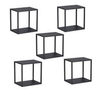 [en.casa] Ensemble de 5 Étagères Murales Cubes Modulables Extensibles Meuble de Rangement Suspendu pour Salon Chabmre Cuisine Salle de Bain Acier 28 x 28 x 20 cm Noir