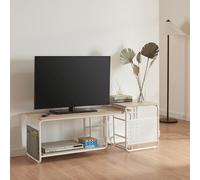 Meuble TV et table d'appoint gigognes Dyrøy blanc effet chêne gris