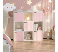 Étagère pour enfants 'Ljunshund' avec 9 compartiments cube 90 x 90 x 30 cm blanc / rose