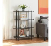 [en.casa] Étagère Autoportante à 4 Niveaux Bibliothèque avec 4 Tablettes Meuble de Rangement pour Salon Chambre Bureau Métal Panneau de Particules 108 x 80 x 30 cm Noir