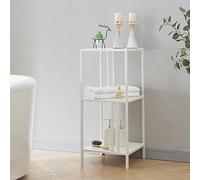 [en.casa] Étagère Autoportante au Design Intemporel Meuble de Rangement Stylée pour Salon Chambre Bureau Acier 80 x 35 x 35 cm Blanc