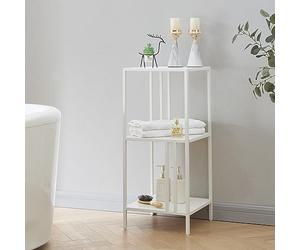 [en.casa] Étagère Autoportante au Design Intemporel Meuble de Rangement Stylée pour Salon Chambre Bureau Acier 80 x 35 x 35 cm Blanc