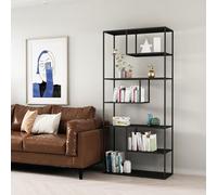 [en.casa] Étagère Autoportante Bibliothèque Style Intemporel Industriel Meuble de Rangement Design pour Salon Chambre Bureau Acier 188 x 85 x 35 cm Noir