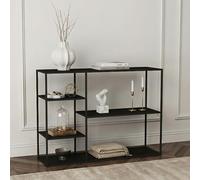 [en.casa] Étagère Autoportante Design Meuble de Rangement sur Pied pour Salon 5 Compartiments de Stockage Métal 120 x 35 x 88 cm Noir Mat