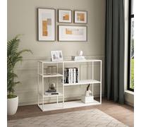 [en.casa] Étagère Autoportante Design Meuble de Rangement sur Pied pour Salon 5 Compartiments de Stockage Métal 120 x 35 x 88 cm Blanc Mat