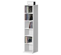 [en.casa] Étagère CD Tour DVD Meuble Rangement avec 6 Surfaces de Stockage à Hauteur Réglable Panneau de Particules Mélaminé 90 x 20 x 20 cm Blanc