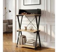[en.casa] Étagère d'Appoint Kappespoo 3 Niveaux 84x50x30cm Noir Effet Chêne