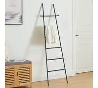 [en.casa] Étagère Échelle avec 6 Échelons de Différentes Longueurs Rangement de Serviettes Gants de Toilettes Vêtements pour Salle de Bain Chambre Acier 170 x 45 x 2 cm Noir